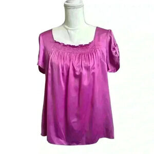 Sunny Leigh Hot Pink Shirt Sleeve Smocked Blouse New w/ Tags Women’s Size Medium